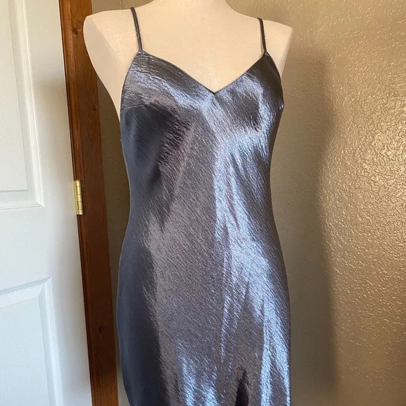 victoria secret blue slip dress Vintage 90s Victoria's Secret Gold Label Dusty Turquoise Silk Slip Dre main image 0